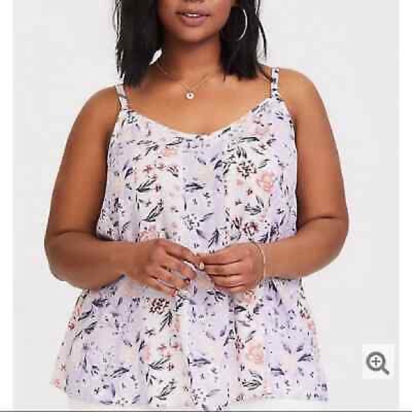 Torrid| 4 |Sophie Lavender Pink Floral Challis Swing Cami - Picture 7 of 8